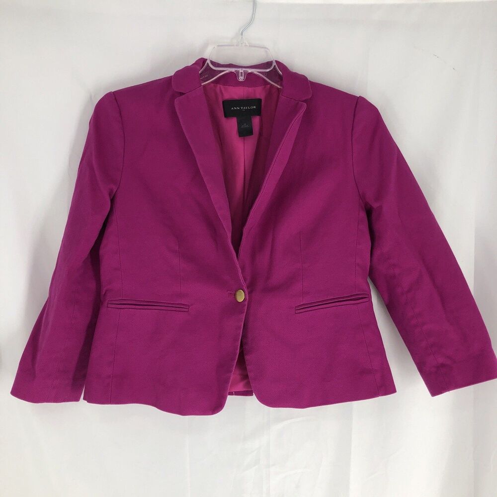 Ann Taylor Women's Blazer Size 10 One Button Casual Classic Stylish Pink